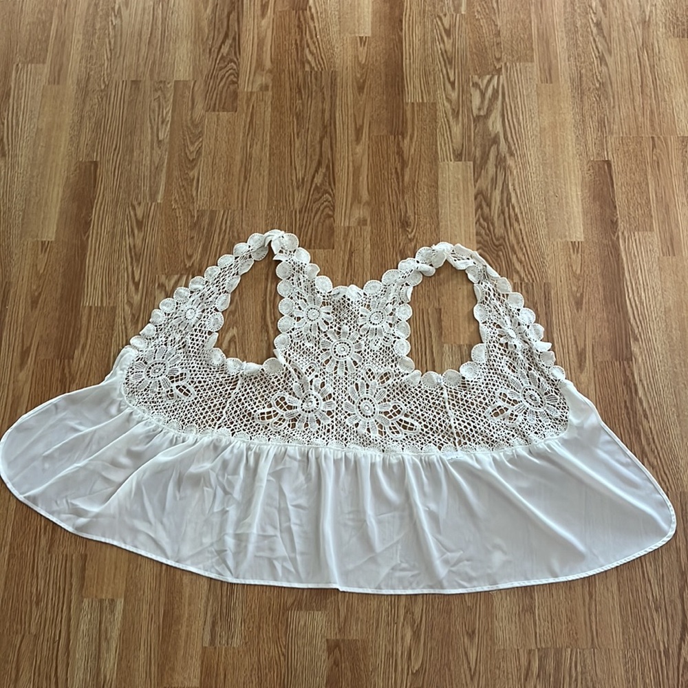 White Bohemian Layering Vest w/ Design - Picture 2 of 5